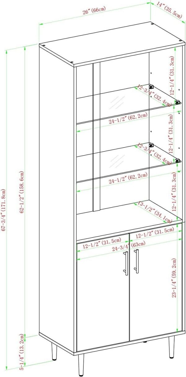 Hampton White Modern  2 door Bookcase 3 Shelves Tall Shelf display unit - Image 8