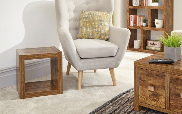 Jakarta Mango Lamp Side table with Shelf living room range Cube style - Image 3