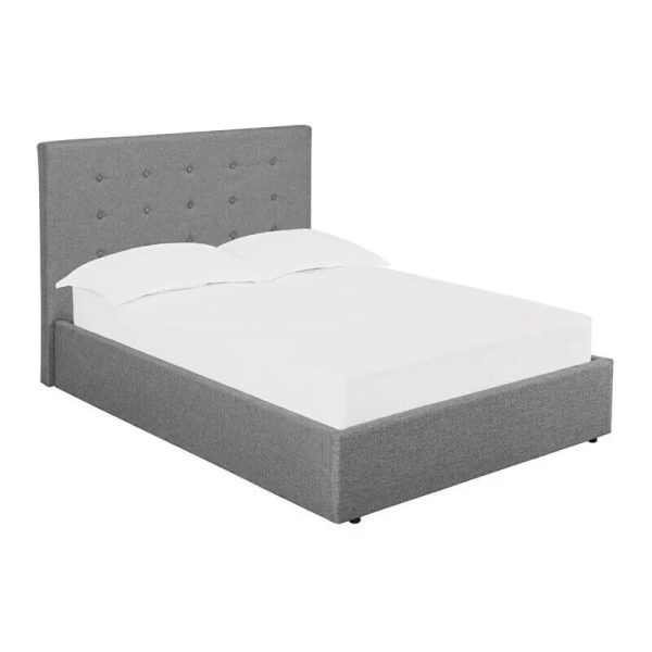 LUCCA FABRIC BED FRAME BUTTONED HEADBOARD DESIGN 4FT6 DOUBLE GREY - Image 3