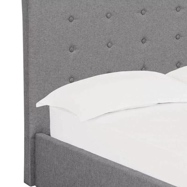 LUCCA FABRIC BED FRAME BUTTONED HEADBOARD DESIGN 4FT6 DOUBLE GREY