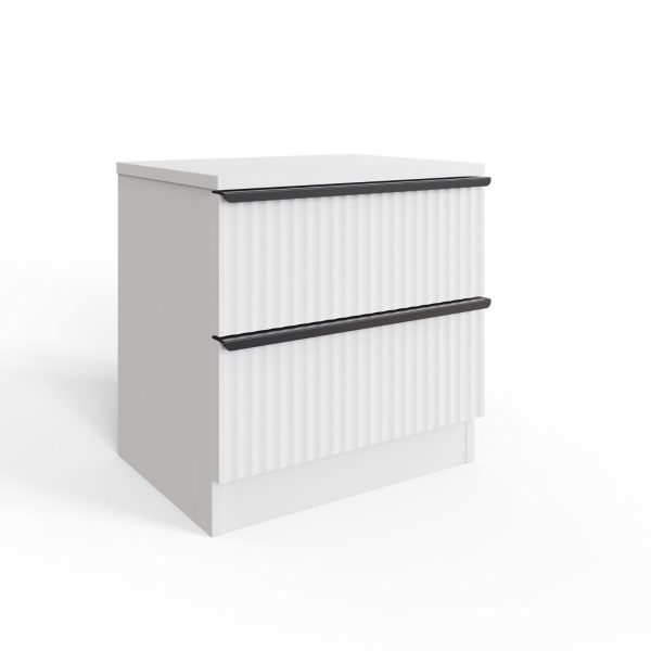 Lania Ripple Ridged 2 Drawer Bedside Table Nightstand Matt White - Image 8