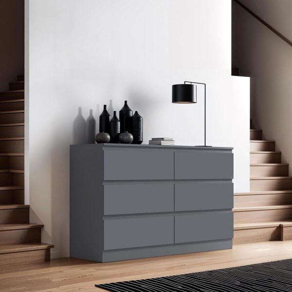 Large 6 Drawer Chest in Dark Grey Matt finish Scratch Resistant Deep drawers - Image 4