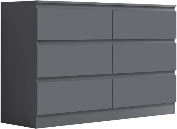 Large 6 Drawer Chest in Dark Grey Matt finish Scratch Resistant Deep drawers - Image 5