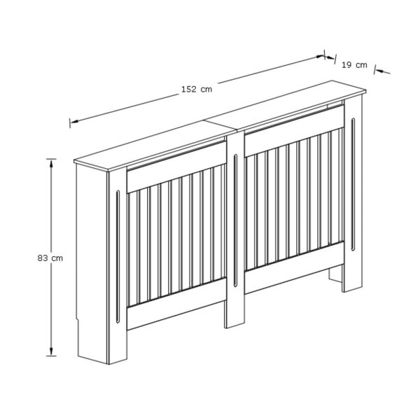 Longslow Large White Radiator Cover Slatted Front Wood Design Top Shelf Storage - Image 5