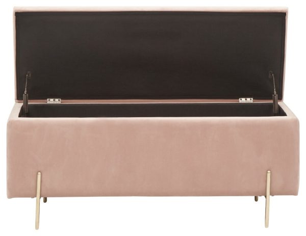 MYSTICA UPHOLSTERED OTTOMAN BOX STORAGE BENCH FABRIC BLANKET BOX STOOL PINK - Image 4