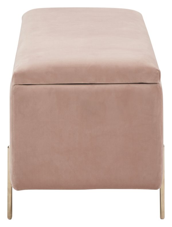 MYSTICA UPHOLSTERED OTTOMAN BOX STORAGE BENCH FABRIC BLANKET BOX STOOL PINK - Image 6