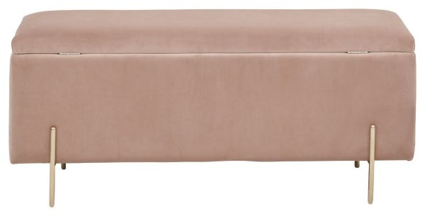 MYSTICA UPHOLSTERED OTTOMAN BOX STORAGE BENCH FABRIC BLANKET BOX STOOL PINK - Image 8