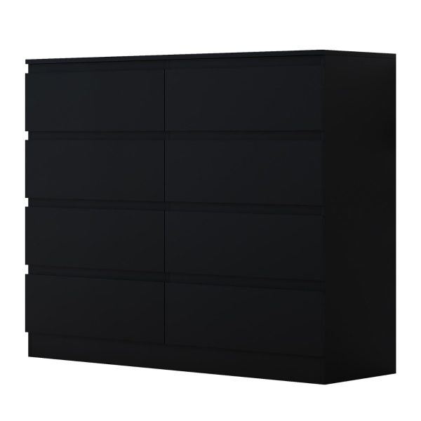 Matt Black Chest Of 8 Drawers Bedroom Furniture Scratch Resistant Deep Drawers - Image 3