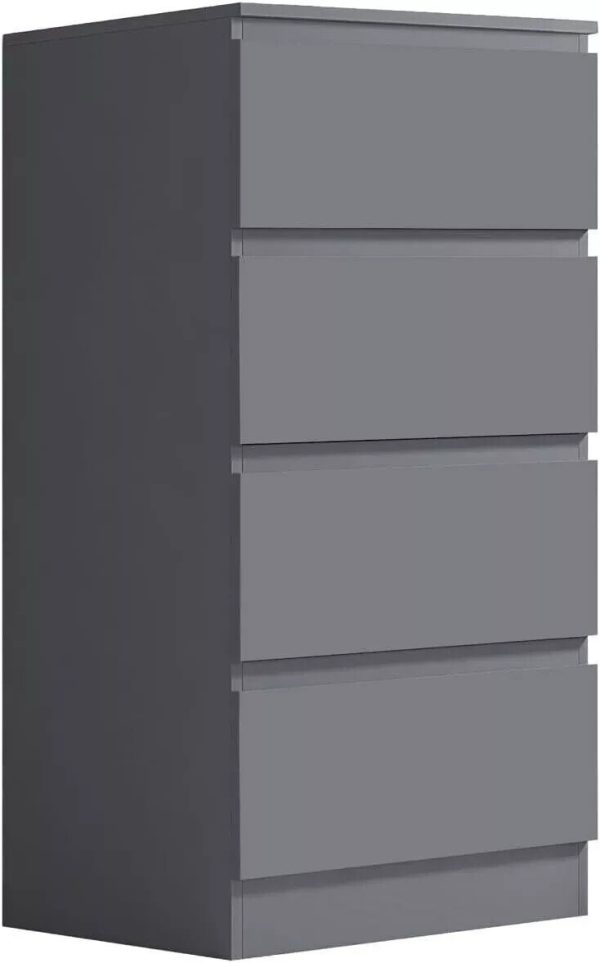 Matt Dark Grey 4 Drawer Chest Of Drawers Bedside Scratch Resistant Lamp Table - Image 3