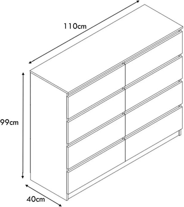 Matt Grey Chest Of 8 Drawers Bedroom Furniture Scratch Resistant Deep Drawers - Image 4