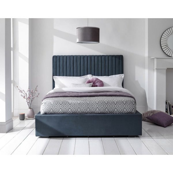 Milazzo Velvet 5ft King Size End Lift up Ottoman Bed Night Shadow Blue Grey - Image 3