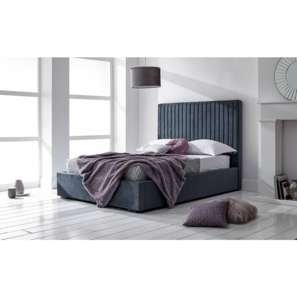 Milazzo Velvet 5ft King Size End Lift up Ottoman Bed Night Shadow Blue Grey - Image 4