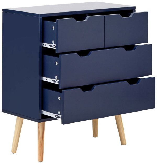 Nyborg Scandinavian Style Bedroom Furniture 2+2 DRAWER CHEST Night Shadow Blue - Image 3