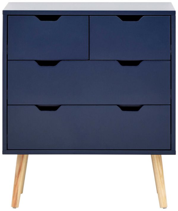 Nyborg Scandinavian Style Bedroom Furniture 2+2 DRAWER CHEST Night Shadow Blue - Image 4