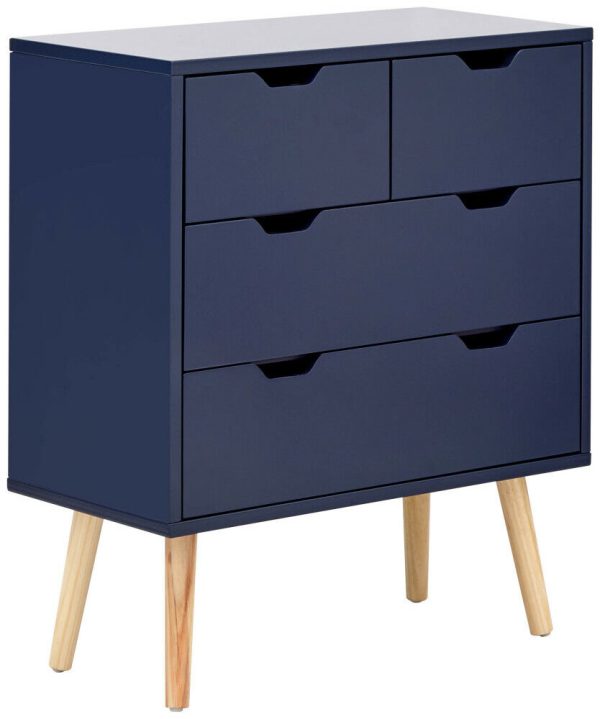 Nyborg Scandinavian Style Bedroom Furniture 2+2 DRAWER CHEST Night Shadow Blue