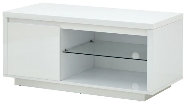 Polar Modern White High Gloss TV Entertainment Unit with Blue LED lights - Image 7