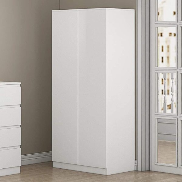 Stora 80cm Modern Bedroom 2 Door Wardrobe with Storage Shelves Matt White - Image 4