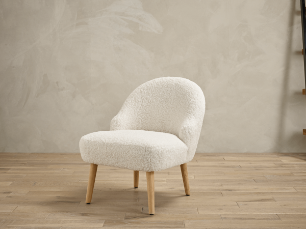 TED CHAIR SOFT WHITE CUSHIONED OCCASIONAL SEAT BOUCLE - Image 3