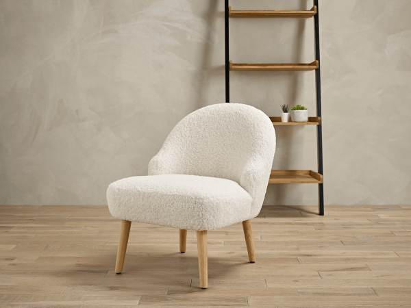 TED CHAIR SOFT WHITE CUSHIONED OCCASIONAL SEAT BOUCLE