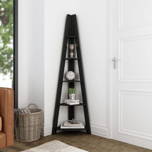 TIVA CORNER LADDER SHELVING IN BLACK