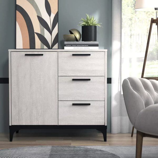 Truro Compact Sideboard, Dusty Grey Oak, Quality Materials Living Room Hallway