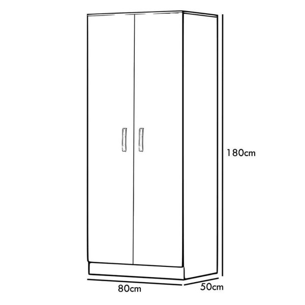 2 Door Wardrobe Bedroom Furniture Metal T-Bar Handles White inner shelf - Image 5