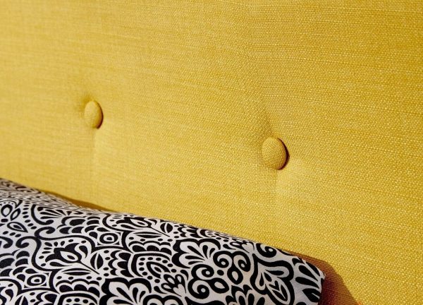 4ft 6 Double Fabric bed Mustard colour Retro design - Image 3