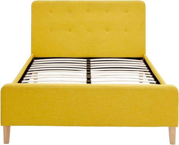 4ft 6 Double Fabric bed Mustard colour Retro design - Image 7