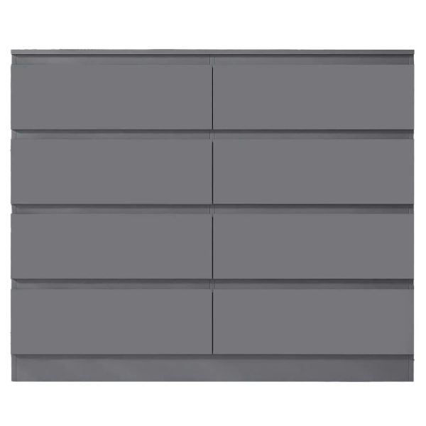 8 Drawer Chest Of Drawers Dark Grey Matt Finish Scratch Resistant Bedroom - Image 4