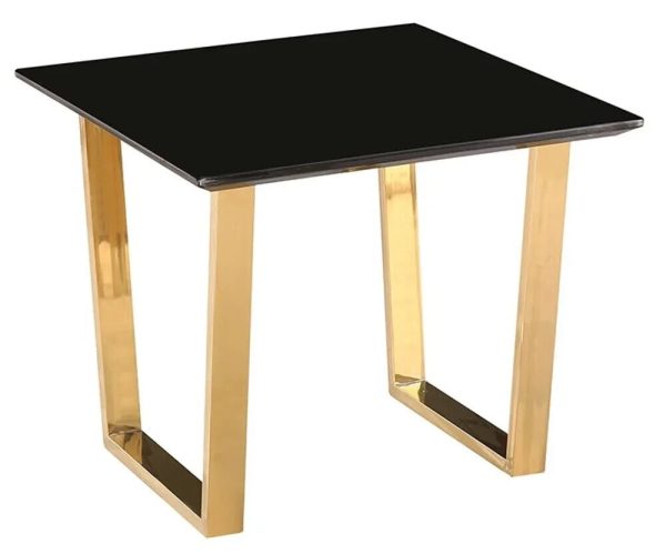 Antibes Lamp Table Sleek, black, high gloss top rests on gold openwork legs - Image 3