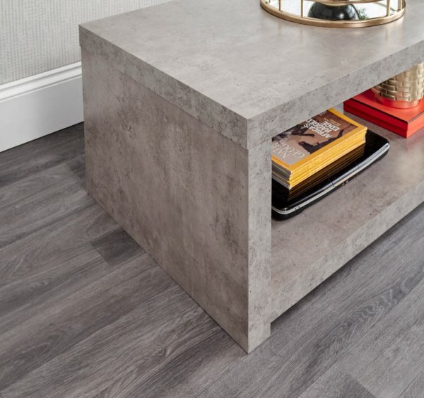 Bloc Coffee table with Shelf - Concrete Effect Grey - Cool Design SD - Image 8