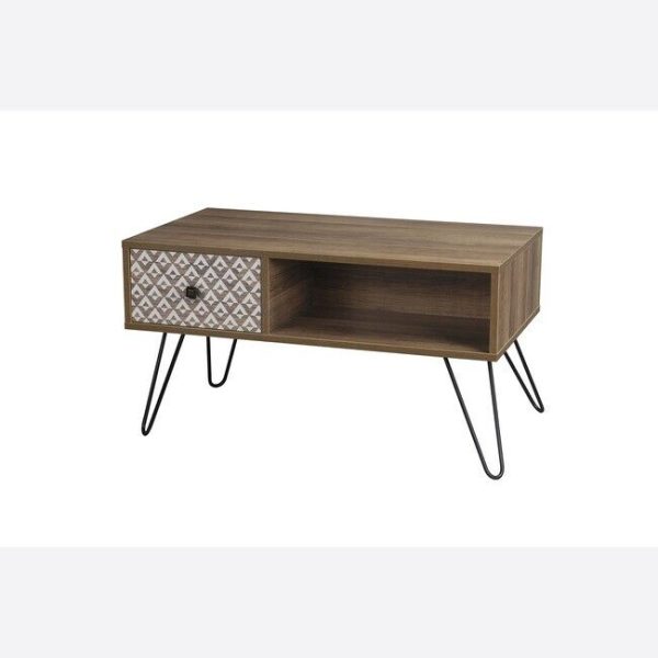 Casablanca 1 Drawer Coffee Lamp End Table with Hairpin Legs Living Room - Image 3