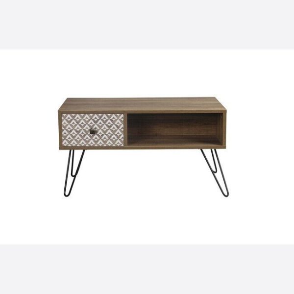 Casablanca 1 Drawer Coffee Lamp End Table with Hairpin Legs Living Room