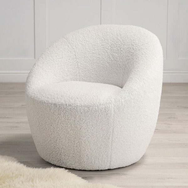 Cocoon Boucle Chair In Off White Soft Curved Brand New Free Delivery - Image 4