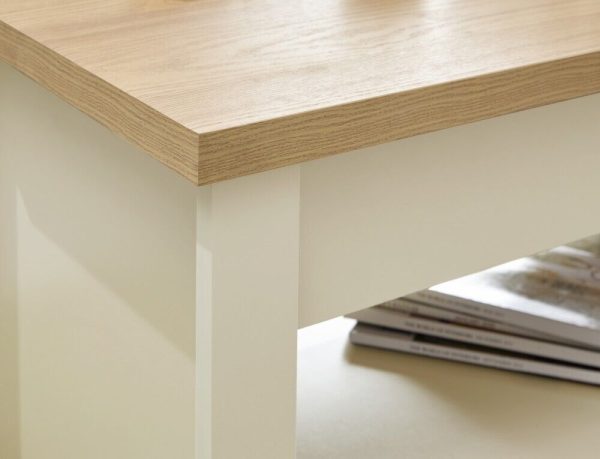 Cream and Oak Lift Up Coffee Table with shelf Lancaster Range SD - Image 9