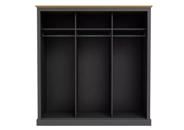 DEVON 3 DOOR SLIDING WARDROBE CHARCOAL BEDROOM FURNITURE - Image 3