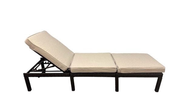 Dark Brown Rattan Sun Lounger Day Bed Recliner Garden Patio Furniture - Image 3