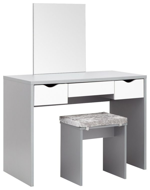 Dressing Table Grey and White 3 large drawers with mirror Elizabeth Dresser - Image 3