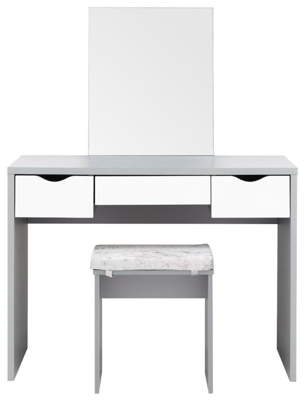 Dressing Table Grey and White 3 large drawers with mirror Elizabeth Dresser - Image 4