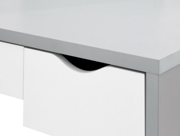 Dressing Table Grey and White 3 large drawers with mirror Elizabeth Dresser - Image 6