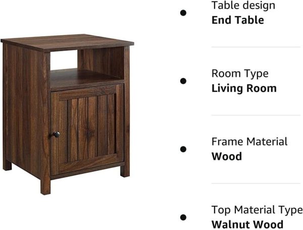 Eden 1 Door Lamp Table Dark Walnut Bed Side Locker Chest - Image 3