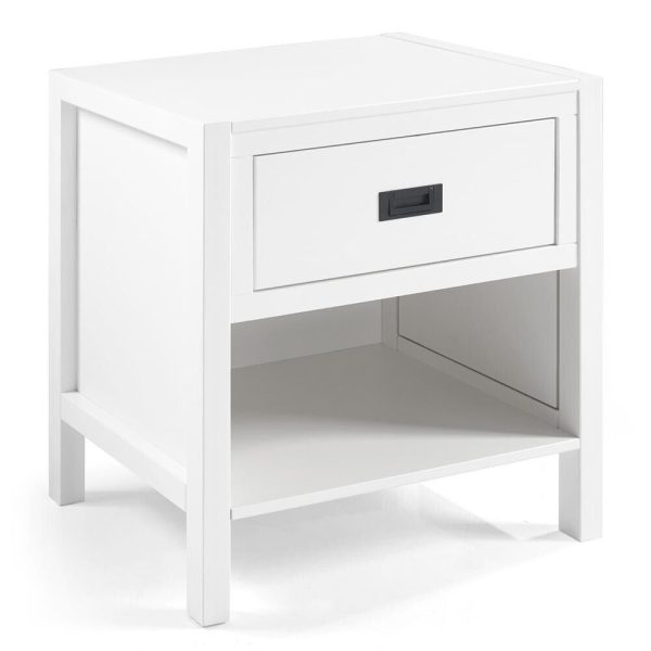 Eden White 1 Drawer Classic Solid Wood Nightstand bed side drawer - Image 3