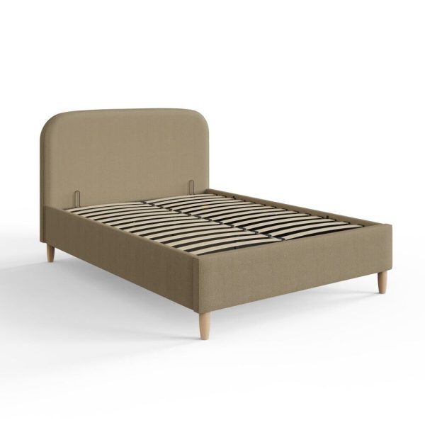 Florence 150cm King Size Boucle Ottoman Bed Natural Mushroom colour - Image 3