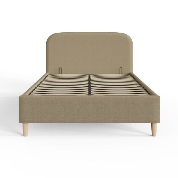 Florence 150cm King Size Boucle Ottoman Bed Natural Mushroom colour - Image 5