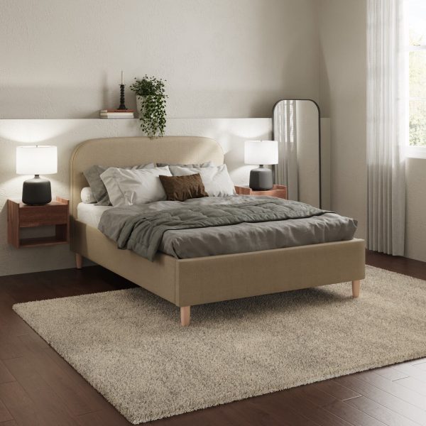 Florence 150cm King Size Boucle Ottoman Bed Natural Mushroom colour