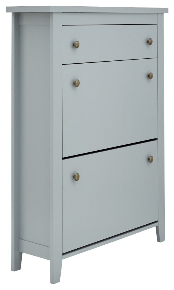 GREY Deluxe 2 Door 1 Drawer Shoe Storage Cabinet Storage - Image 4