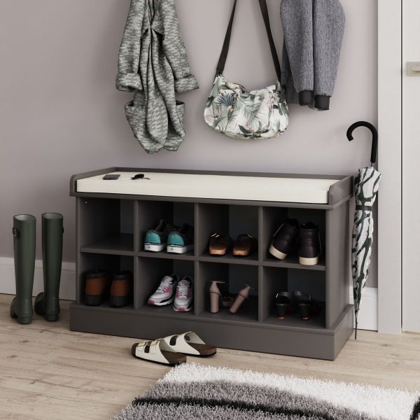 GREY Kempton Hallway Shoe Storage Unit Holds 8 Pairs