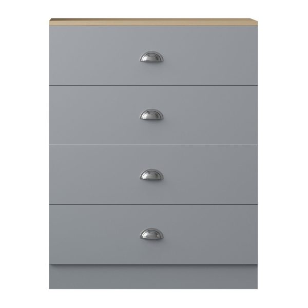 GREY & OAK 3 Piece Wardrobe Set Bedside 4 Drawer Chest Drawers Bedroom Furniture - Image 5