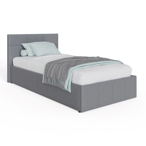 Grey End Lift 3ft Single faux leather ottoman storage bed gas lift up - Image 5