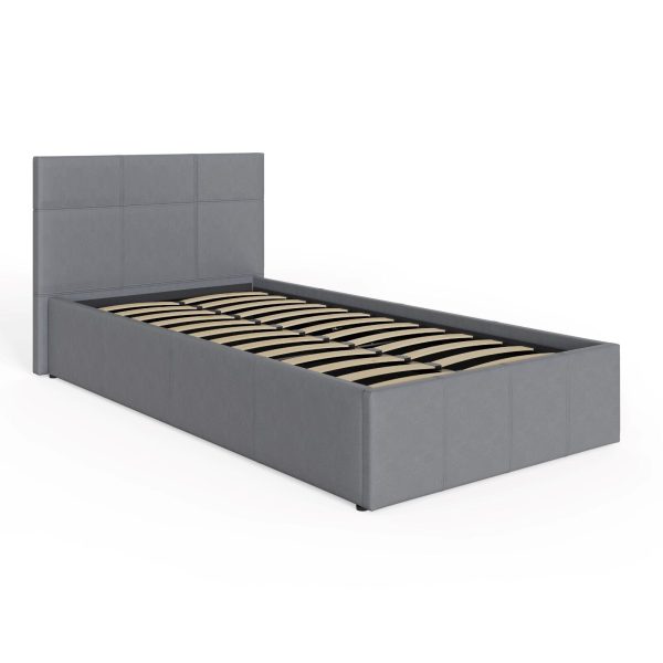 Grey End Lift 3ft Single faux leather ottoman storage bed gas lift up - Image 6